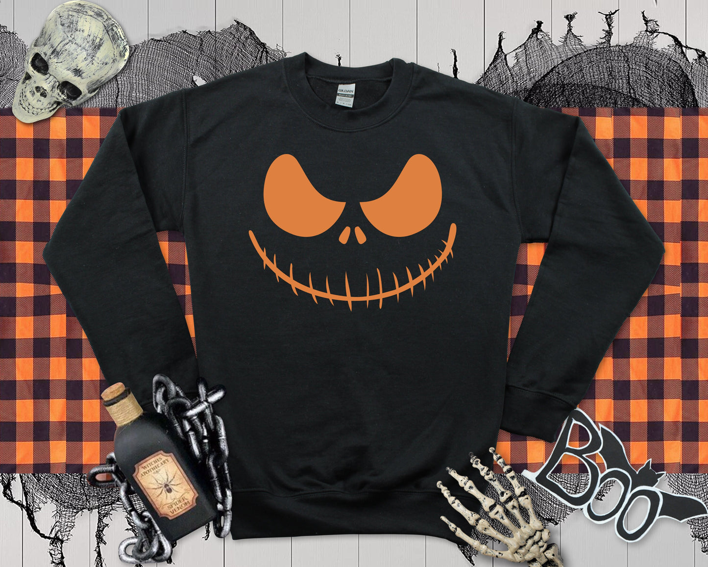 Halloween Face Sweatshirt: Spooky Unisex Jumper, Kids Costume