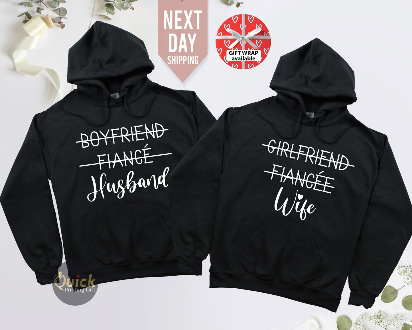 Hubby Wifey Couple Hoodie: Matching Personalized Sweatshirt