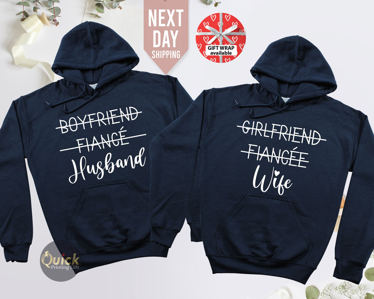 Hubby Wifey Couple Hoodie: Matching Personalized Sweatshirt