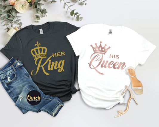 King Queen Matching Couple Shirts, King Queen Tshirt,  Mr Mrs Tshirt, Honeymoon Tshirt for Women Men, Boyfriend Girlfriend Gift