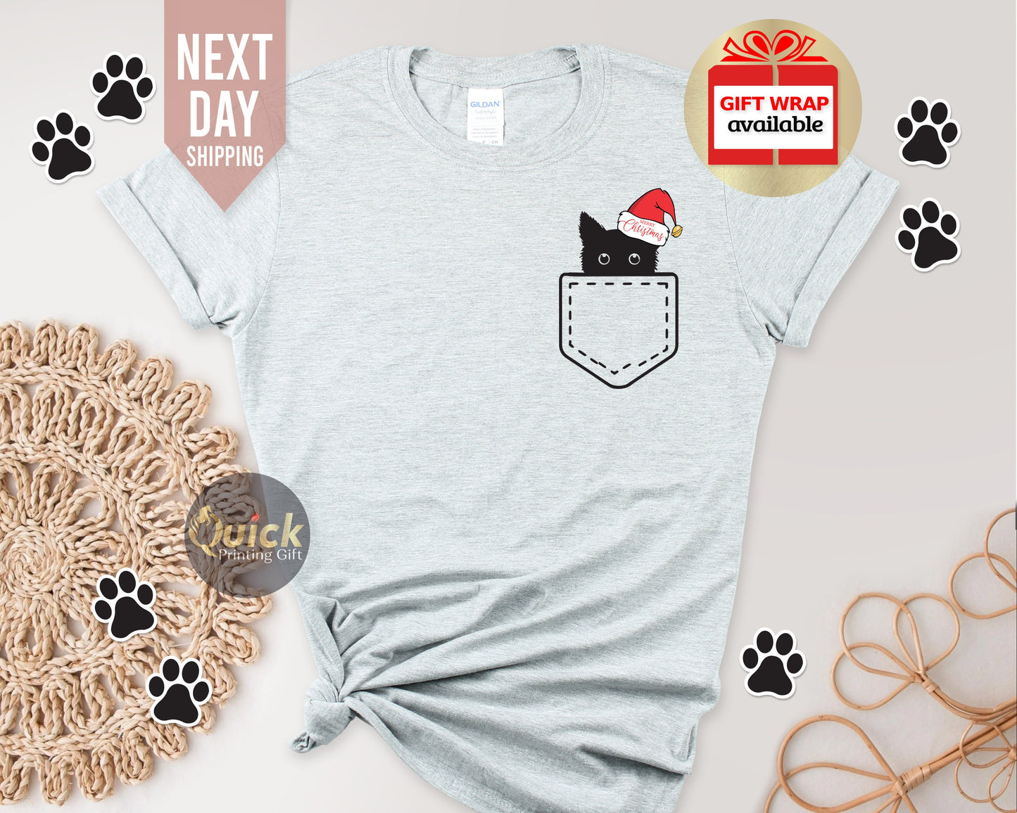Funny Christmas Cat Shirt, Christmas Tshirt Women Men, Cat Lover Tshirt for Women Men, Cat lover Gift, Funny Christmas Gift for Friends