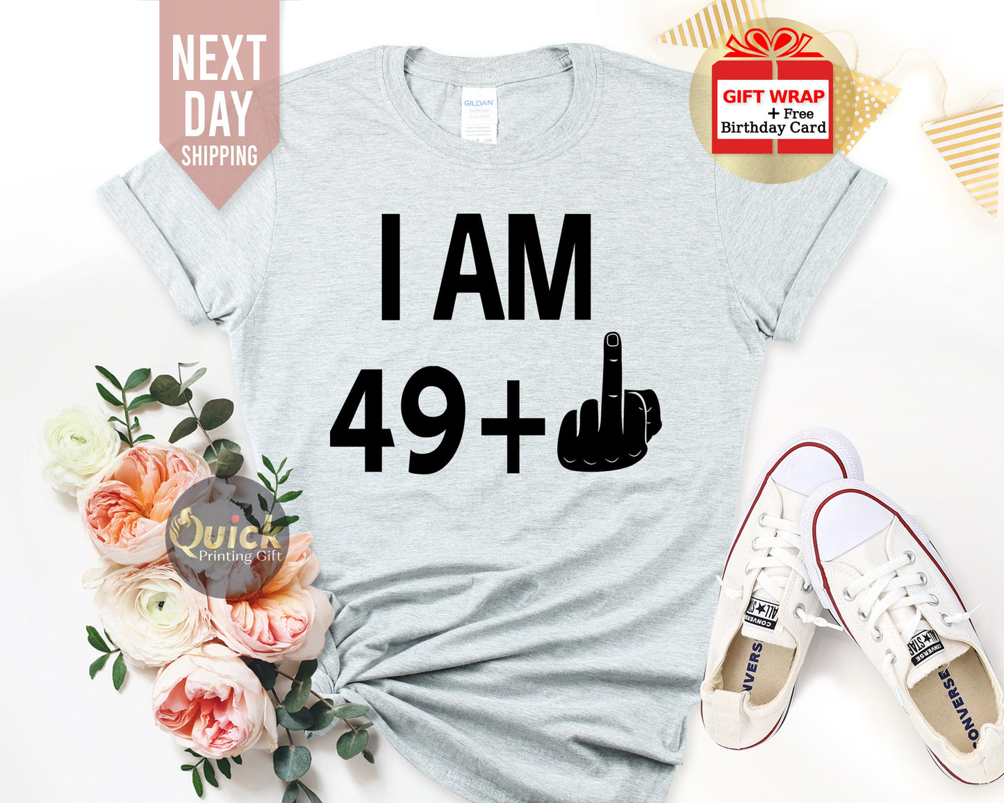 50th Birthday Tshirt, 50th Birthday Gift for Women Men, Funny Birthday Shirt, Middle Finger Shirt, Funny Birthday Gift for Dad Mum