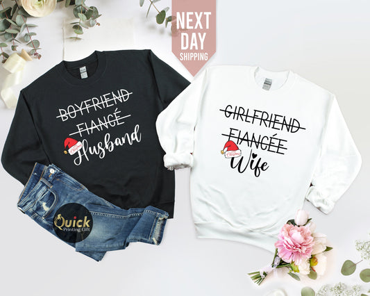 Hubby Wifey Matching Christmas Sweatshirt: Couple Jumper Gift