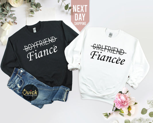 Boyfriend Fiance Sweatshirts, Girlfriend Fiancee Sweater, Matching Couple Christmas Jumper, Personalised Gift for Hubby Wife