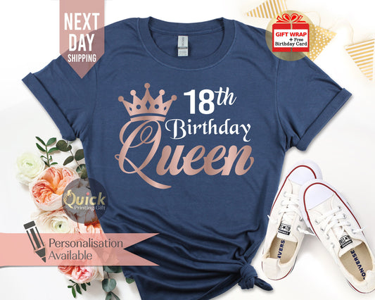 18th Birthday Queen Tshirt, 18th Birthday Party Shirts for Ladies Girls, Funny Birthday T Shirt, 18th Birthday Gift for Friend