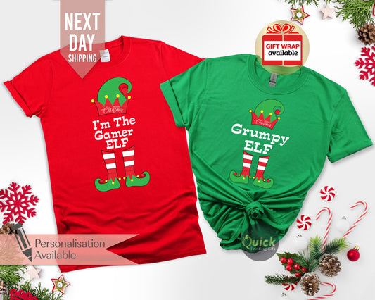 Gamer Elf Christmas Shirt: Funny Grumpy Elf Costume Tee