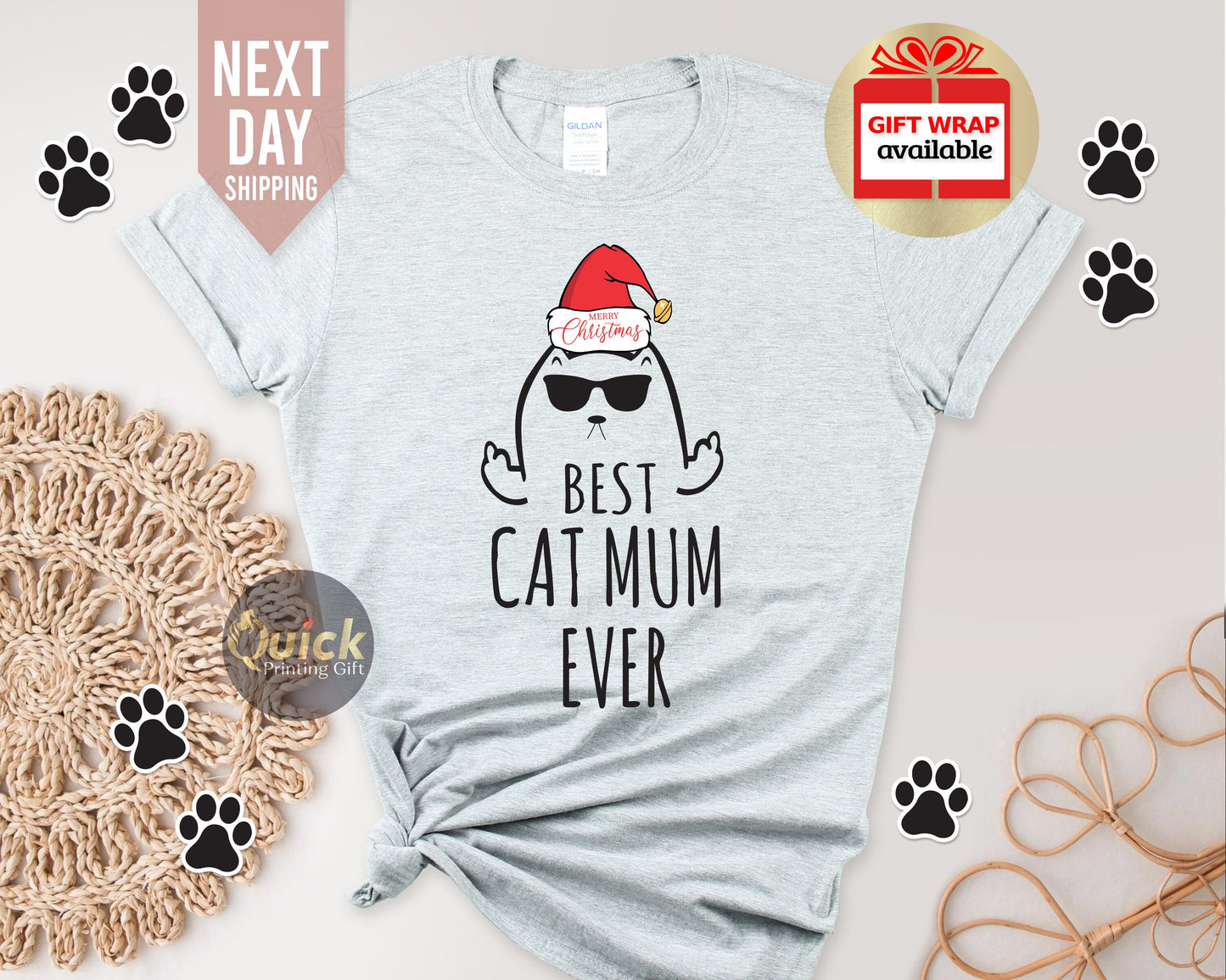 Christmas Cat Shirt, Funny Christmas Tshirt Women Men, Cat Lover Tshirt for Women Men, Cat lover Gift, Funny Christmas Gift for Mum