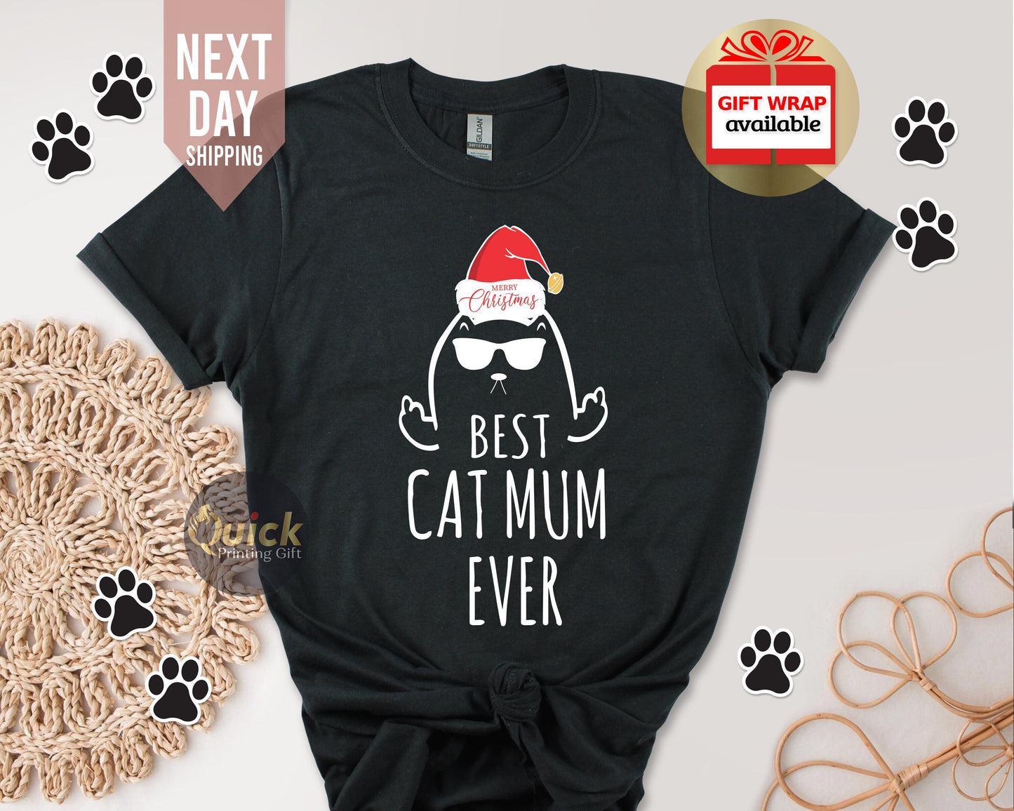 Christmas Cat Shirt, Funny Christmas Tshirt Women Men, Cat Lover Tshirt for Women Men, Cat lover Gift, Funny Christmas Gift for Mum