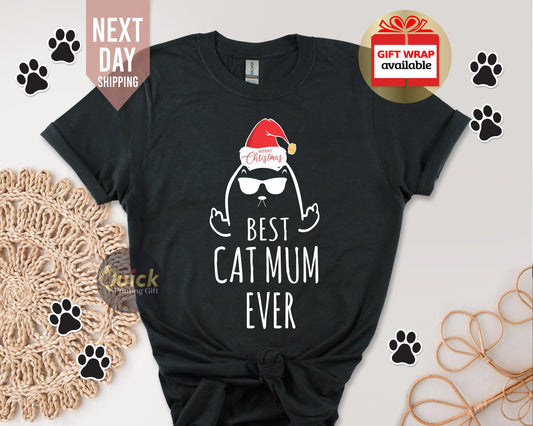 Christmas Cat Shirt, Funny Christmas Tshirt Women Men, Cat Lover Tshirt for Women Men, Cat lover Gift, Funny Christmas Gift for Mum