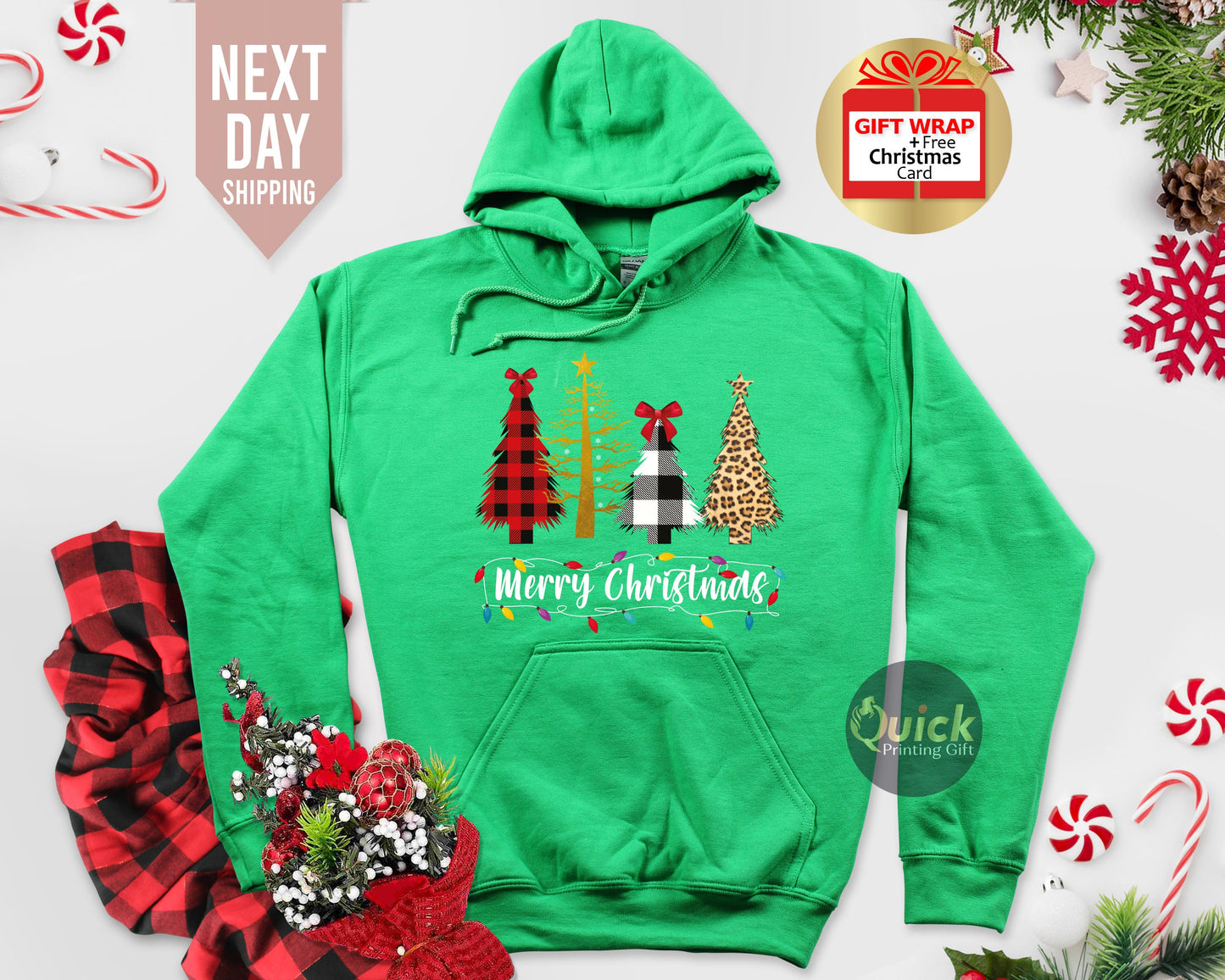 Merry Christmas Tree Hoodie: Matching Family Christmas Jumper