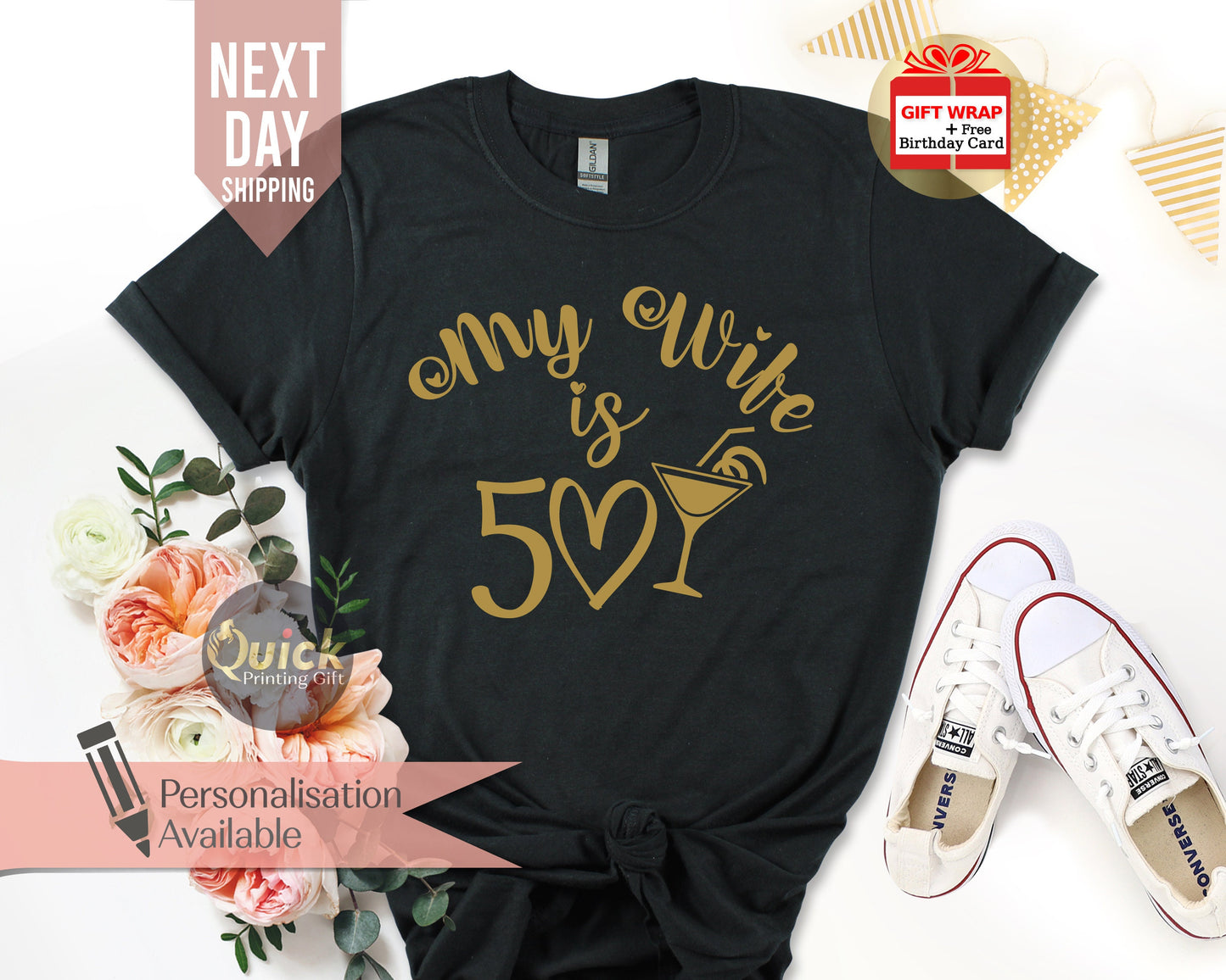 Personalised 50th Birthday Family Tshirt, Matching Birthday Party Tshirt for Women Men, Custom Birthday Gift for Dad Mum