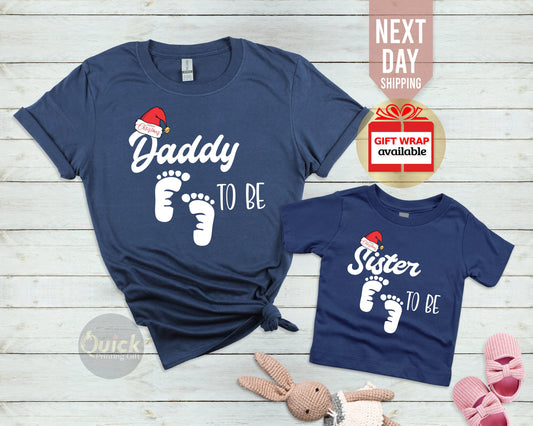 Daddy to be Christmas Tshirt, Pregnancy Announcement Tshirt, Matching Couple Tshirt, Brother Sister to be Shirt, New Dad Mum Shirt Gift