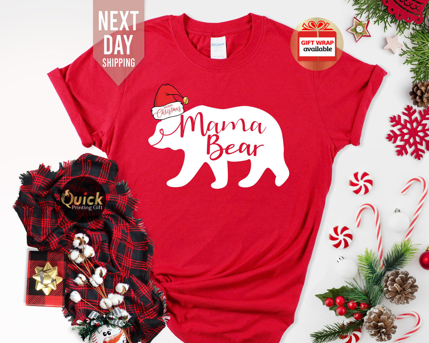 Matching Family Christmas Bear Shirts: Personalized Sibling Outfits