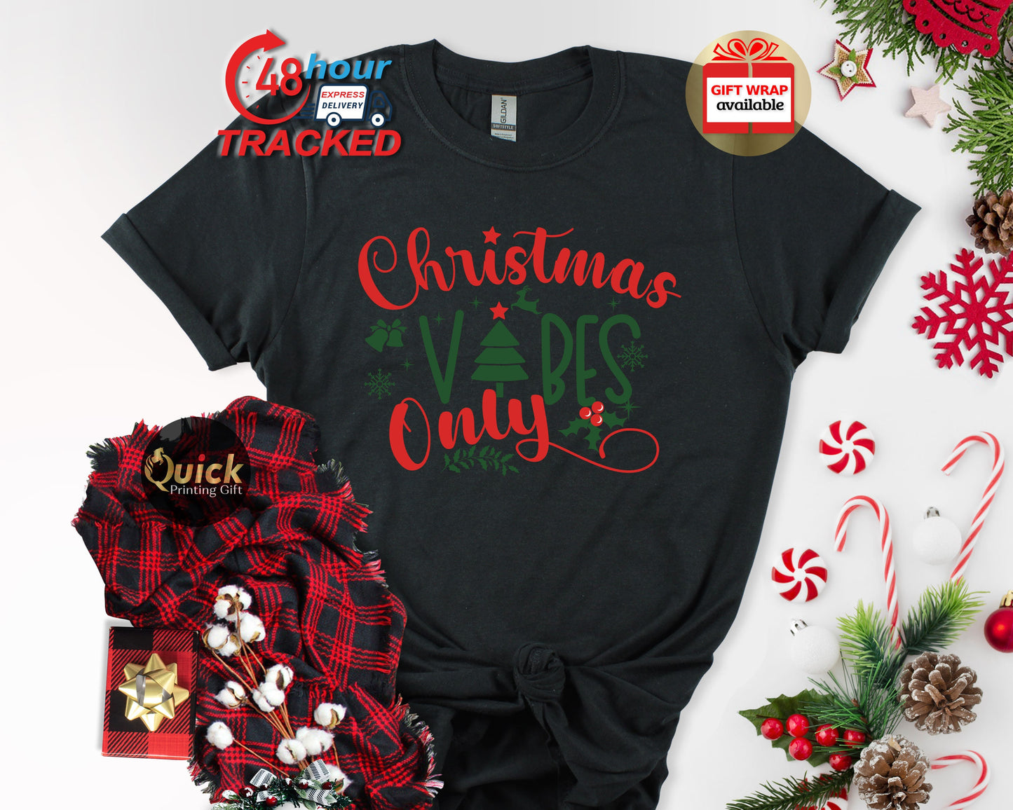 Funny Christmas Vibes T-Shirt: Retro Holiday Squad Shirt