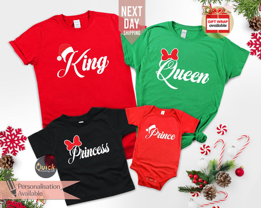 Personalized Family Christmas Elf Shirts: King, Queen, Prince