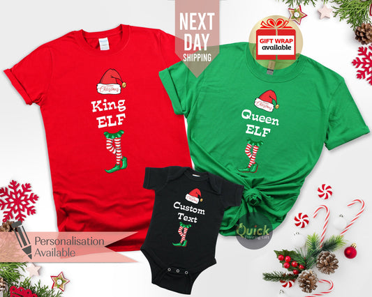 King Queen Elf Christmas Shirt, Merry Christmas tshirt Women Men Kids, Elf T-Shirt, Matching Christmas Outfit, Christmas Gift for her Him