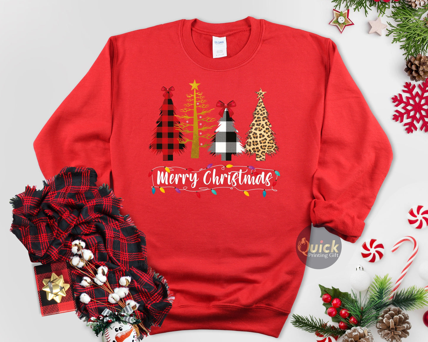 Merry Christmas Sweatshirt: Holiday Tree Jumper, Family Xmas Gift