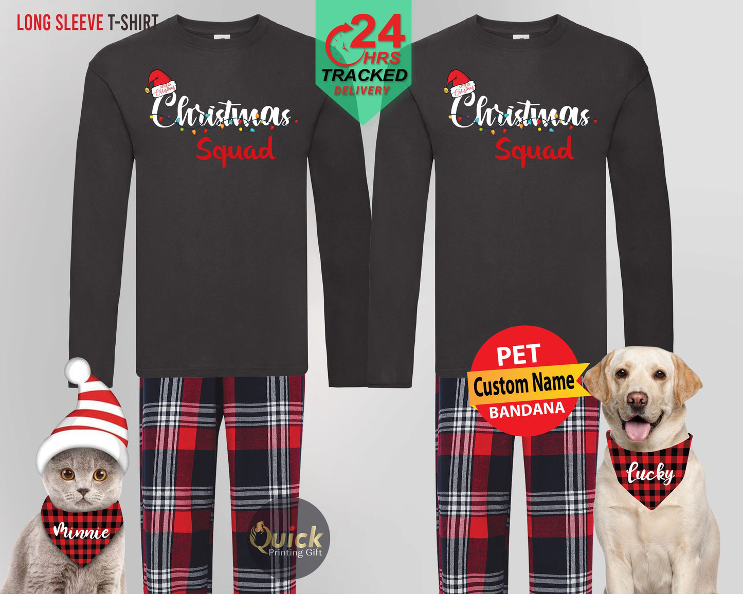 Matching Family Christmas Pajamas: Squad Long Sleeve T-Shirt Set