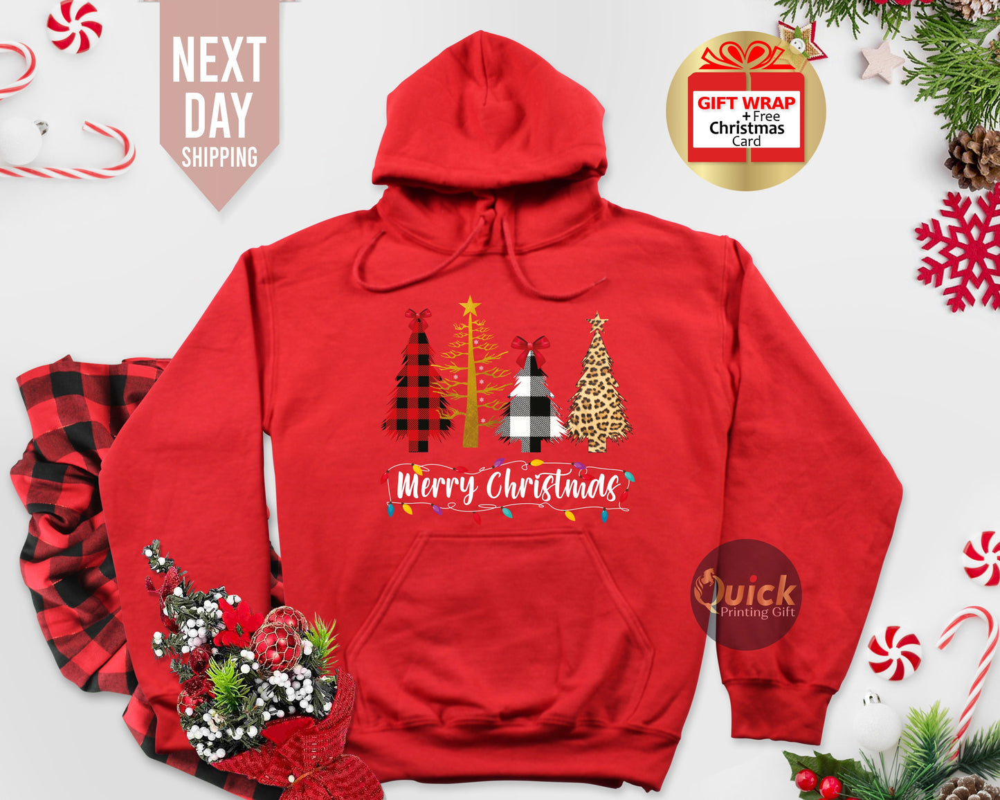 Merry Christmas Tree Hoodie: Matching Family Christmas Jumper