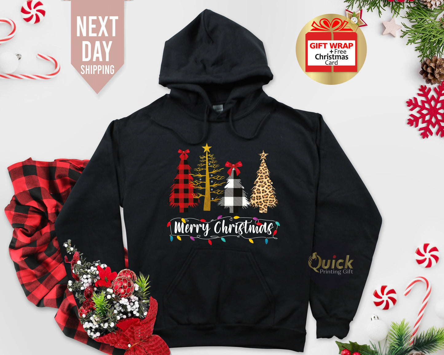 Merry Christmas Tree Hoodie: Matching Family Christmas Jumper
