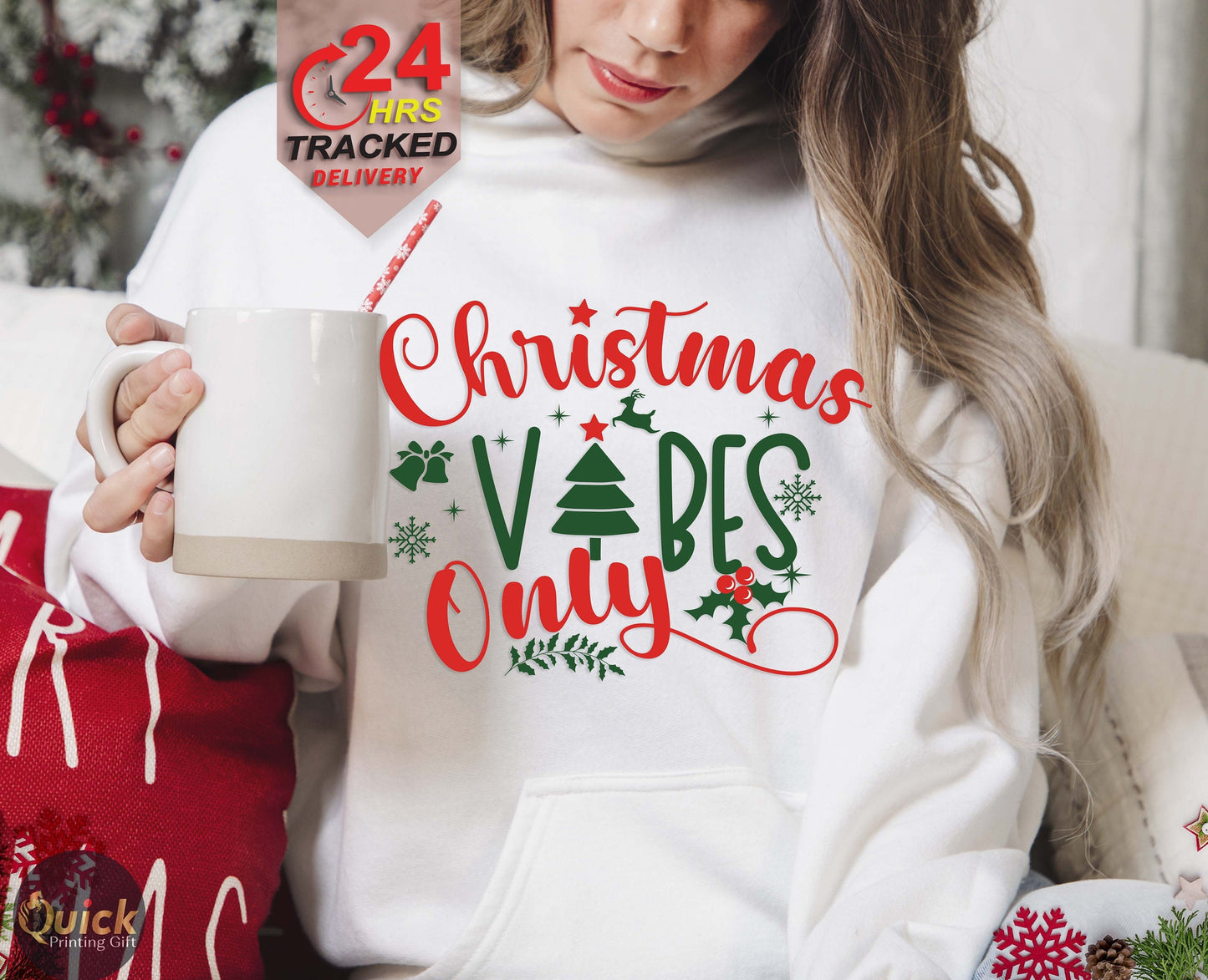 Christmas Vibes Hoodie UK, Merry Christmas Hoodies for Men Women, Christmas Party Hoodie, Holiday Hoodie, Christmas Gifts for Friends