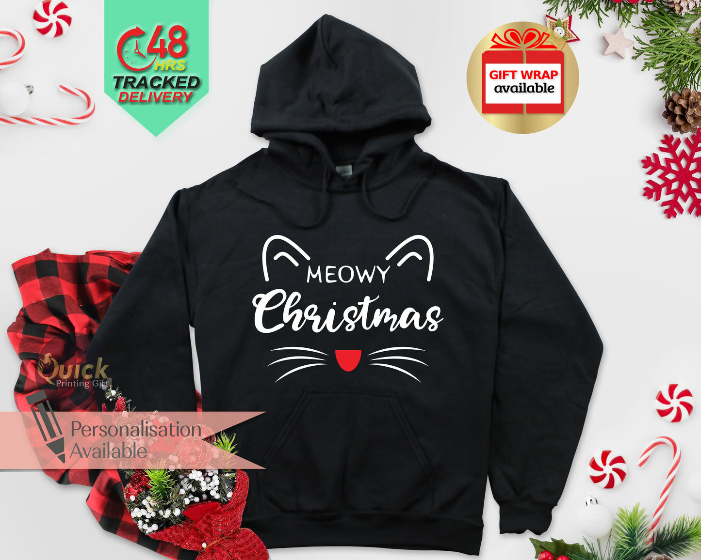 Funny Christmas Hoodies for Women Men, Cat Lover Hoodies, Christmas Couple Hoodies, Christmas Gifts for Cat Mum