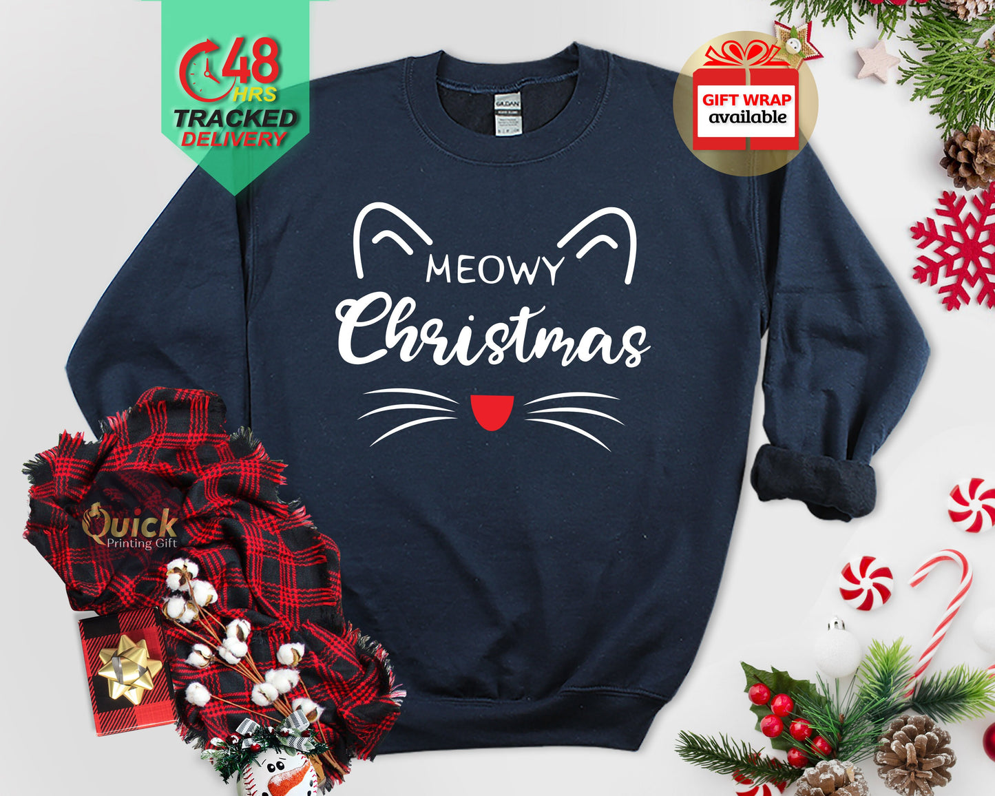 Cat Christmas Jumpers, Funny Christmas Jumpers for Women Men, Cat Lover Christmas Sweatshirt, Christmas gifts for Cat Mum