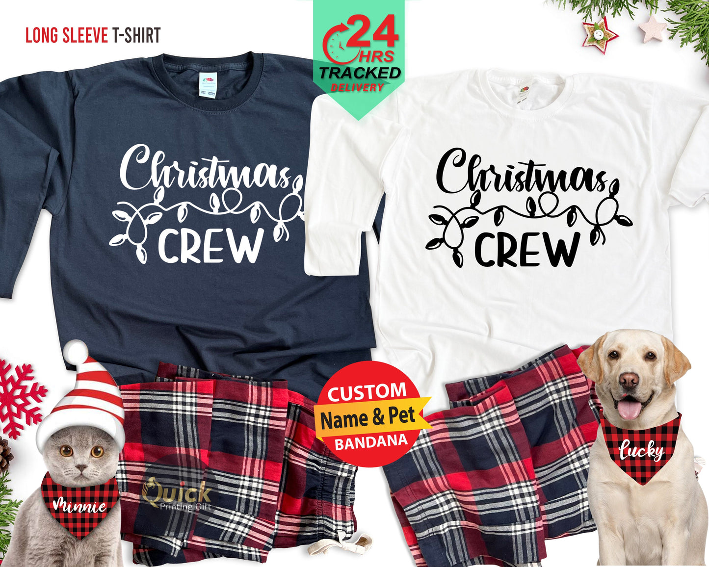 Christmas Crew Long Sleeve T-Shirt: Matching Family Pajamas