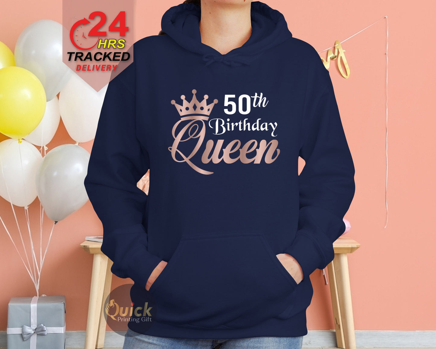 50th Birthday Hoodie, 50th Birthday Gifts for Women, Birthday Queen Hoodie, Vintage Birthday Gift, Christmas Gifts for Mum