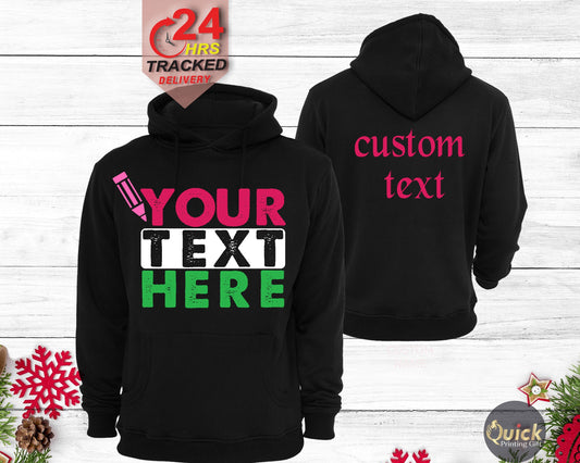 Personalized Text Hoodie: Custom Design Hooded Sweatshirt