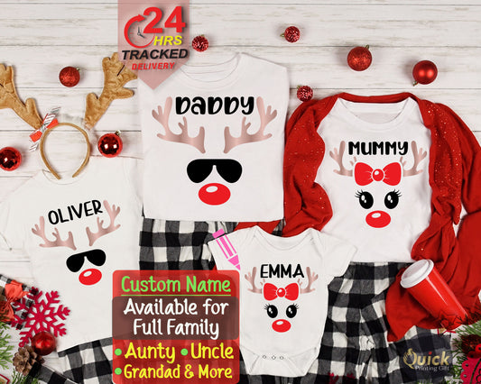 Custom Reindeer Family Christmas T-Shirts: Matching Xmas Shirts