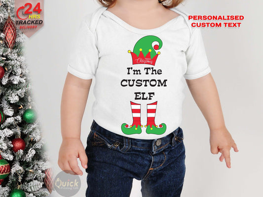 Custom Elf Baby T-shirt, Christmas Baby Outfit, Funny Elf Christmas Shirt, Christmas Family Party Outfit, Christmas Gift for Kids