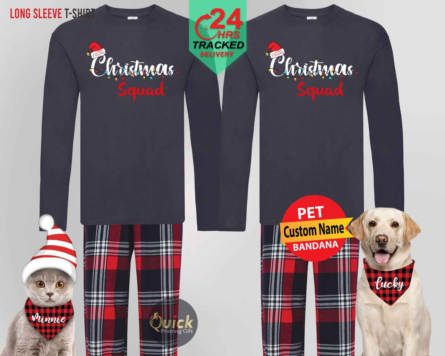 Matching Family Christmas Pajamas: Squad Long Sleeve T-Shirt Set