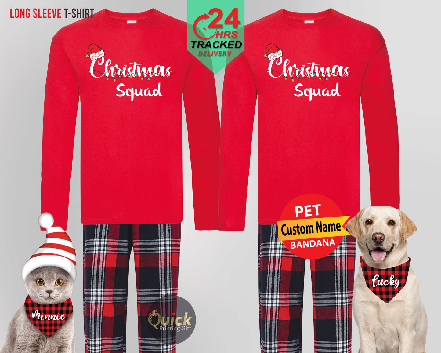 Matching Family Christmas Pajamas: Squad Long Sleeve T-Shirt Set