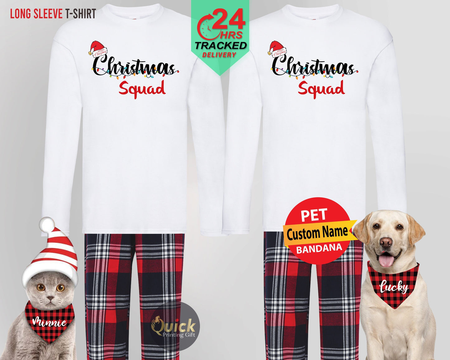 Matching Family Christmas Pajamas: Squad Long Sleeve T-Shirt Set