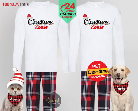 Matching Christmas Crew Family Pajamas: Long Sleeve Cotton Set