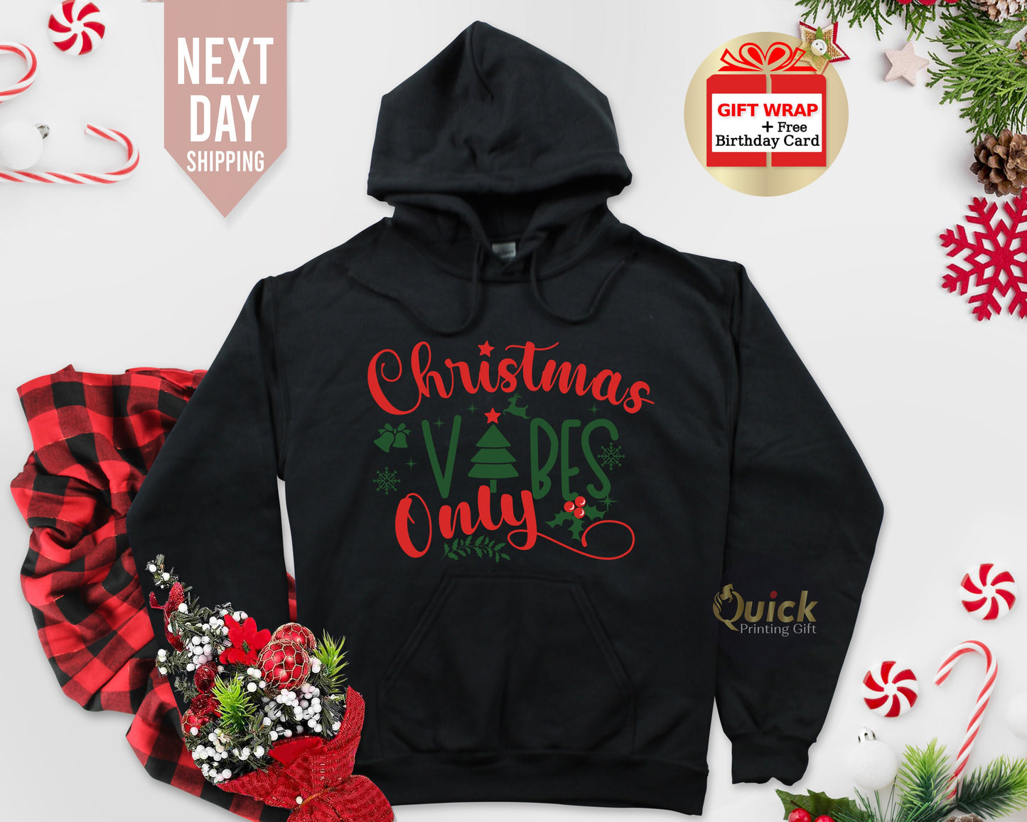 Christmas Vibes Hoodie UK, Merry Christmas Hoodies for Men Women, Christmas Party Hoodie, Holiday Hoodie, Christmas Gifts for Friends