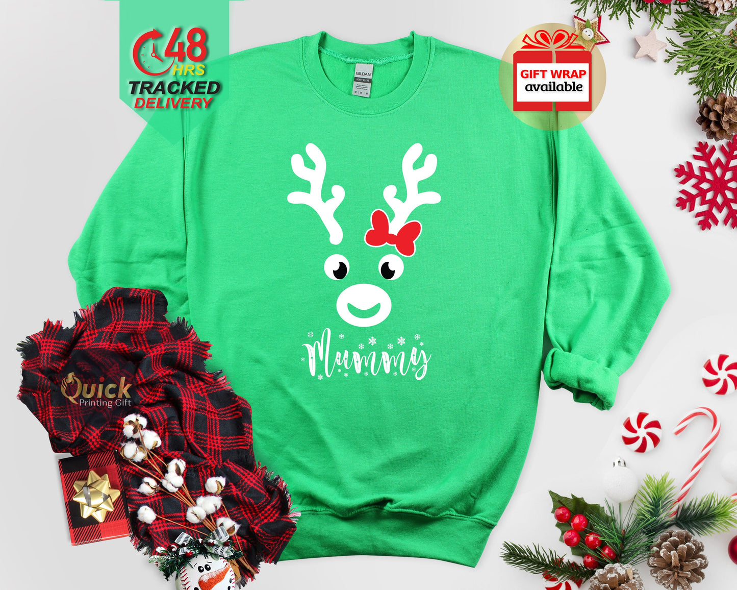 Personalized Christmas Reindeer Sweatshirt: Matching Family Jumpers