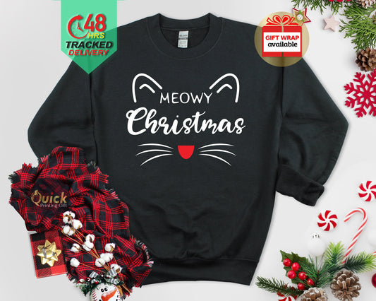 Cat Christmas Jumpers, Funny Christmas Jumpers for Women Men, Cat Lover Christmas Sweatshirt, Christmas gifts for Cat Mum