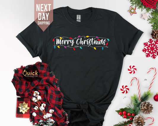 Merry Christmas Lights T-Shirt: Matching Family Holiday Outfit