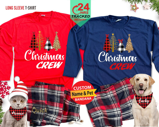 Matching Christmas Crew Long Sleeve T-Shirt: Family Holiday Pajamas