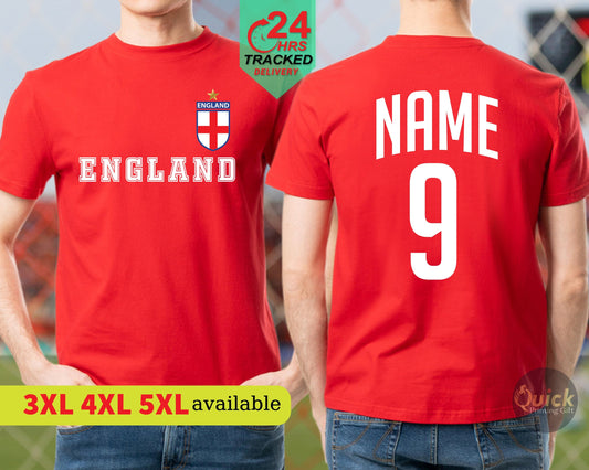 Football Tshirt, Personalised Name England Football Shirt Women Men T-Shirt, Football Lover Christmas Gift kids football shirt with name