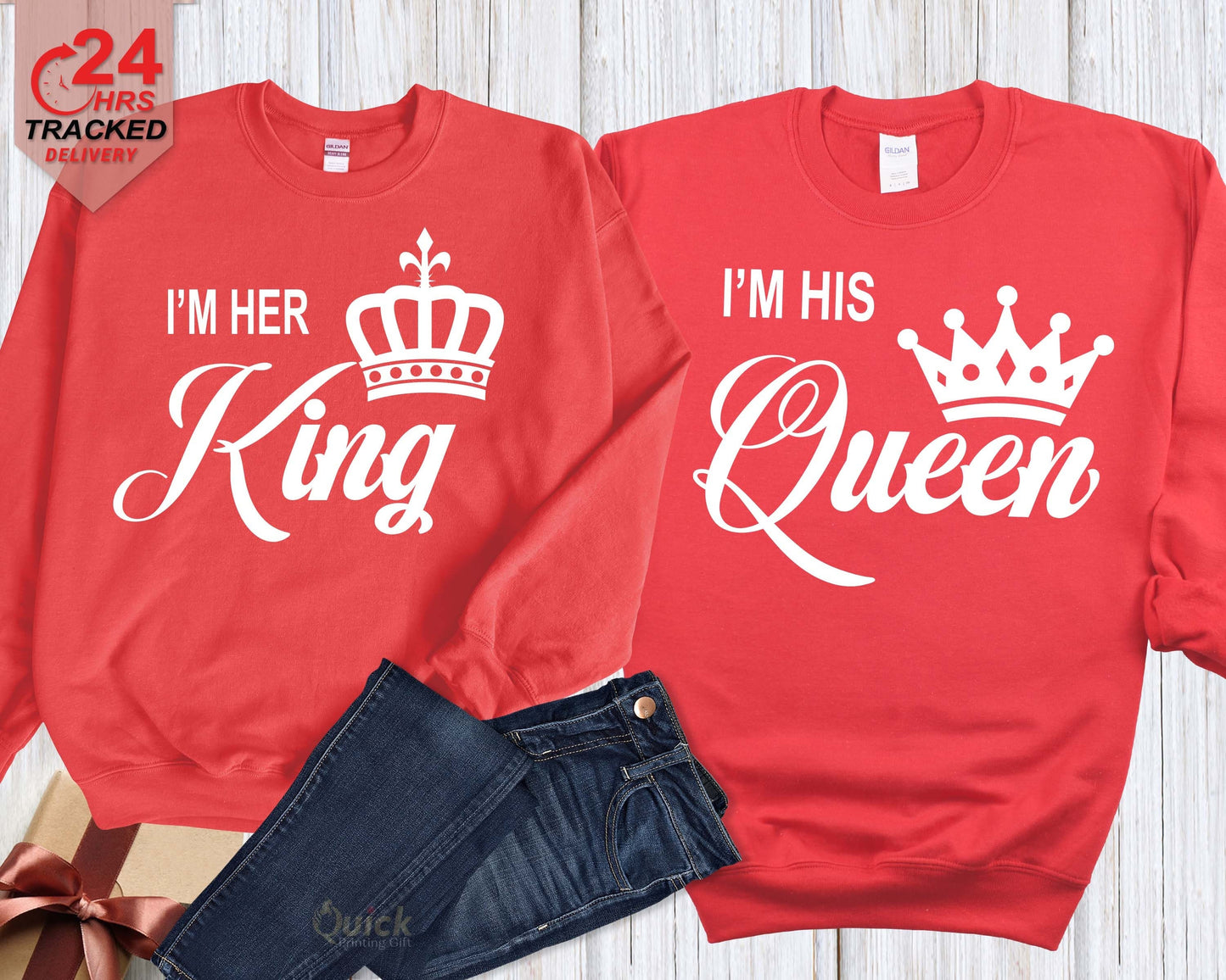 Her King His Queen Sweatshirts: Matching Couple Christmas Jumpers
