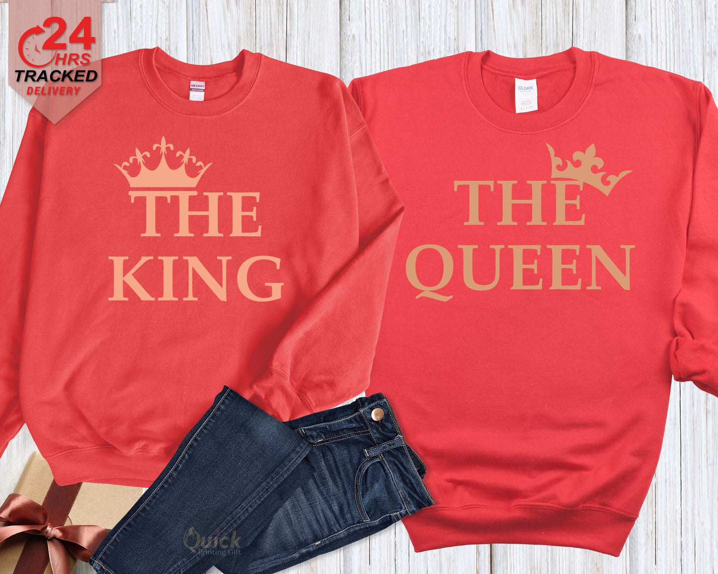 King Queen Couple Sweatshirts: Matching Christmas Jumpers