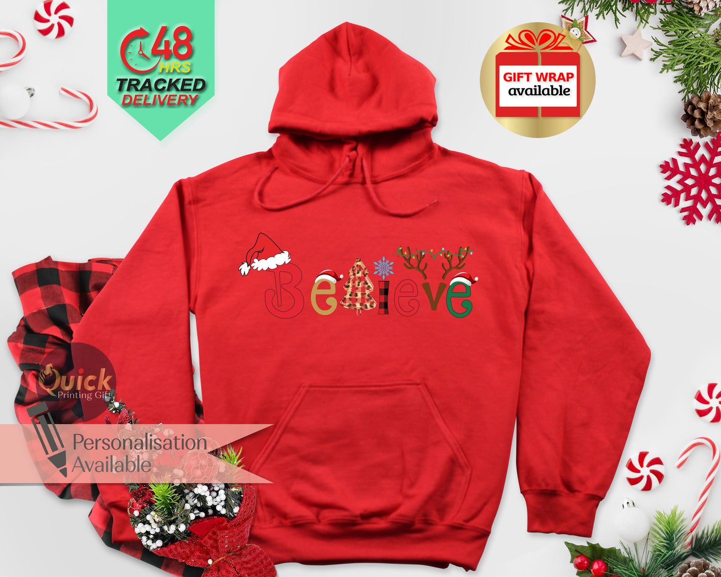 Believe Christmas Hoodie: Funny Holiday Sweatshirt Gift