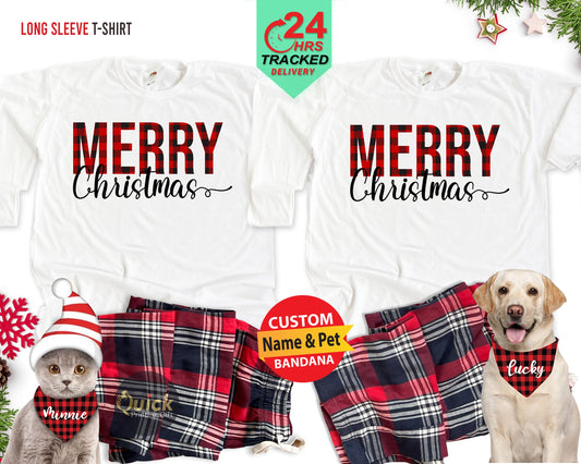 Christmas Long Sleeve Tshirt, Buffalo Plaid Christmas Shirt,Merry Christmas TShirt,Christmas T-shirt,Christmas Family Christmas Eve  Shirts