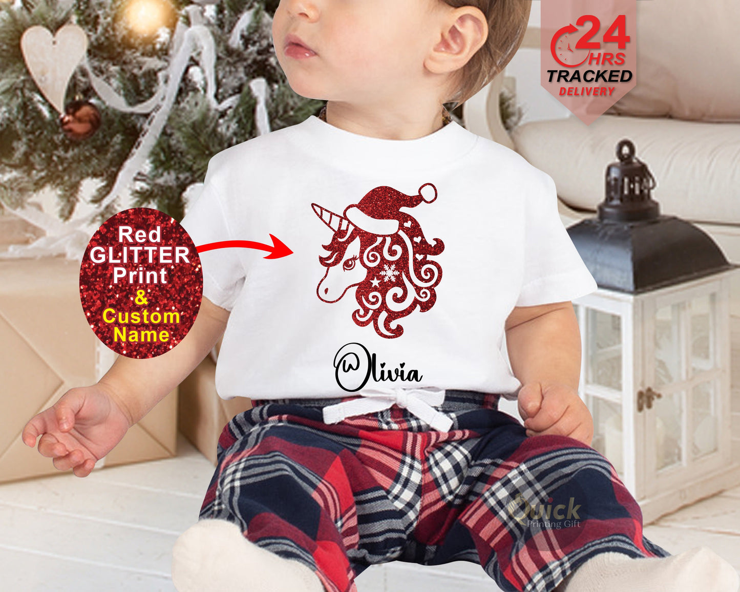 Personalized Christmas Unicorn T-Shirt: Matching Family Tees