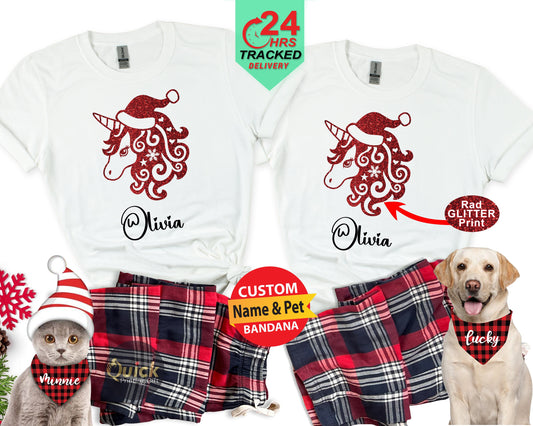 Personalized Christmas Unicorn T-Shirt: Matching Family Tees