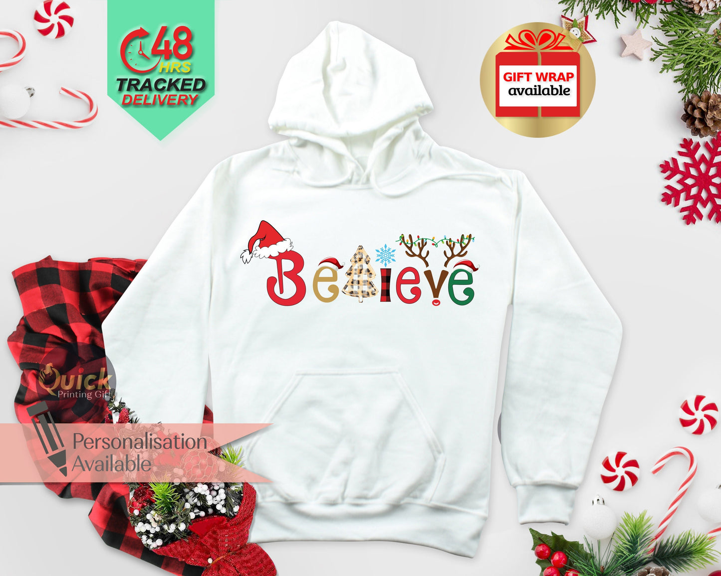 Believe Christmas Hoodie: Funny Holiday Sweatshirt Gift
