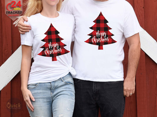 Buffalo Plaid Christmas Tree Shirt: Matching Family Holiday Tee